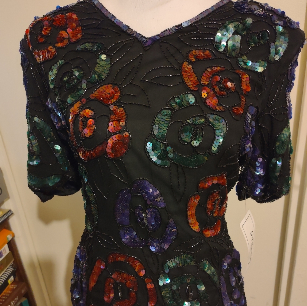 NWT Holiday Silk Top with Sequins